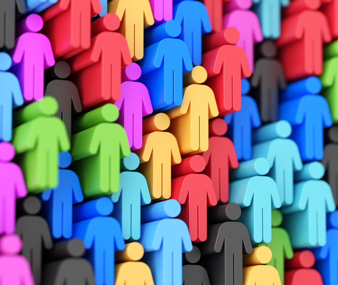 Colorful figures representing a diverse group